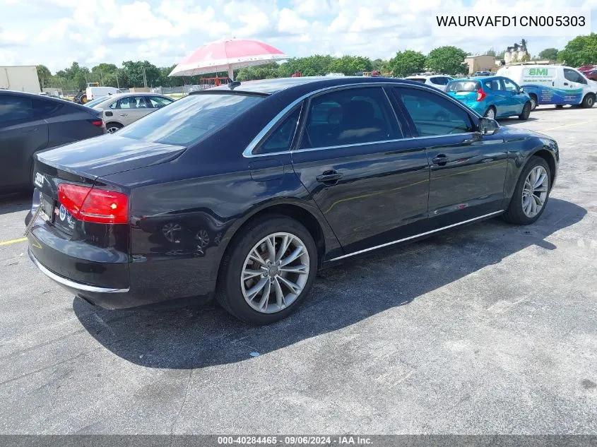 2012 Audi A8 L 4.2 VIN: WAURVAFD1CN005303 Lot: 40284465