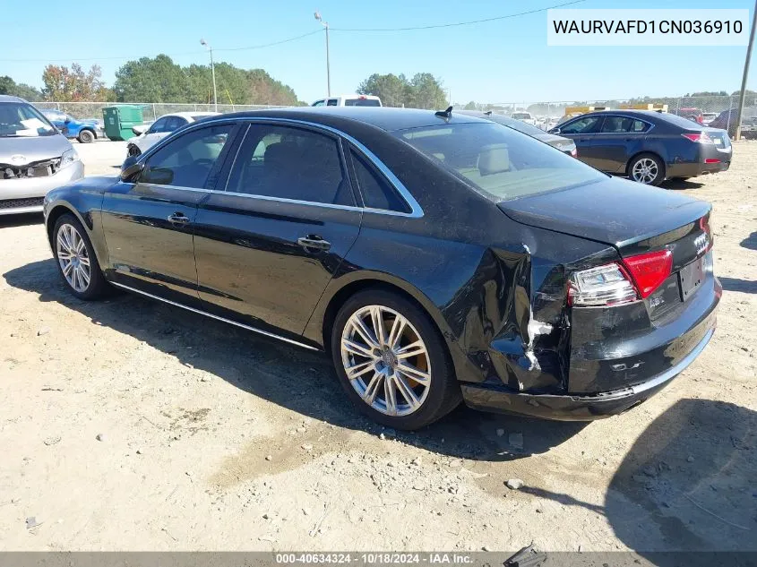 2012 Audi A8 L 4.2 VIN: WAURVAFD1CN036910 Lot: 40634324