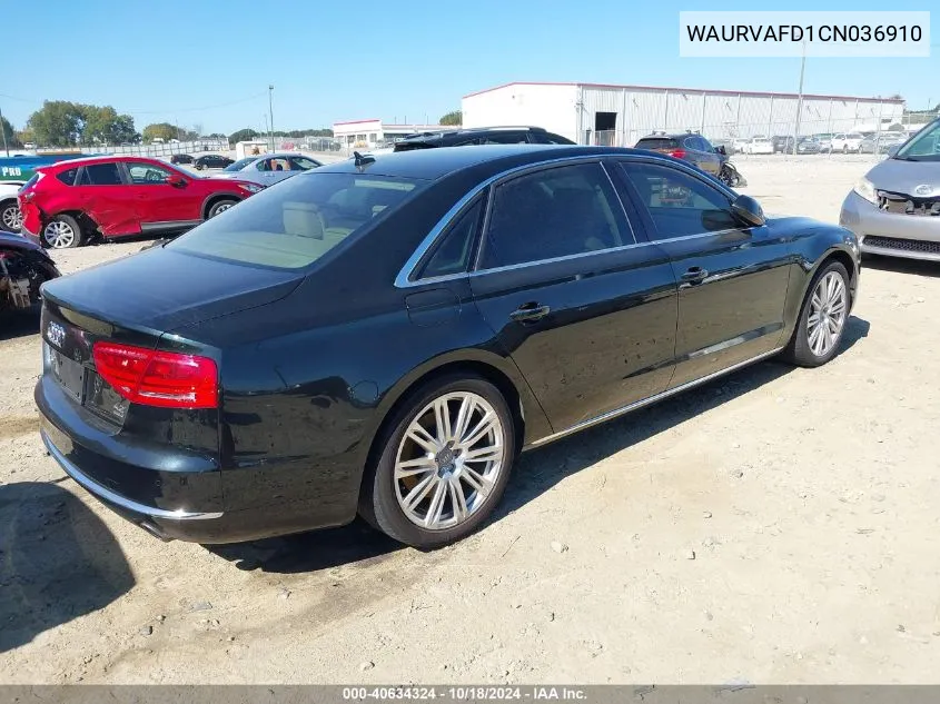 2012 Audi A8 L 4.2 VIN: WAURVAFD1CN036910 Lot: 40634324