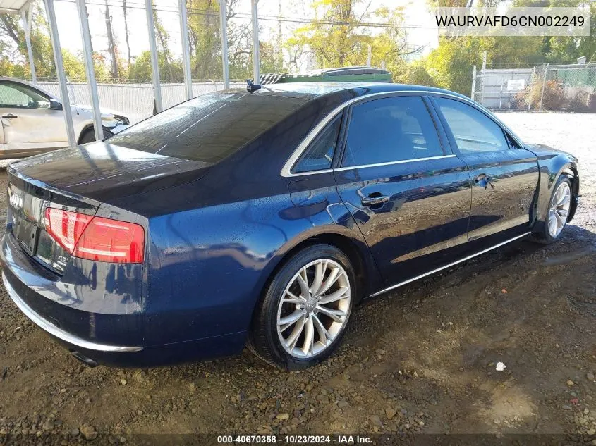 2012 Audi A8 L 4.2 VIN: WAURVAFD6CN002249 Lot: 40670358