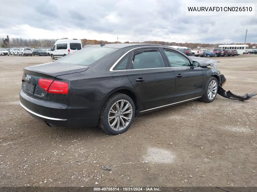 2012 Audi A8 L 4.2 VIN: WAURVAFD1CN026510 Lot: 40755314