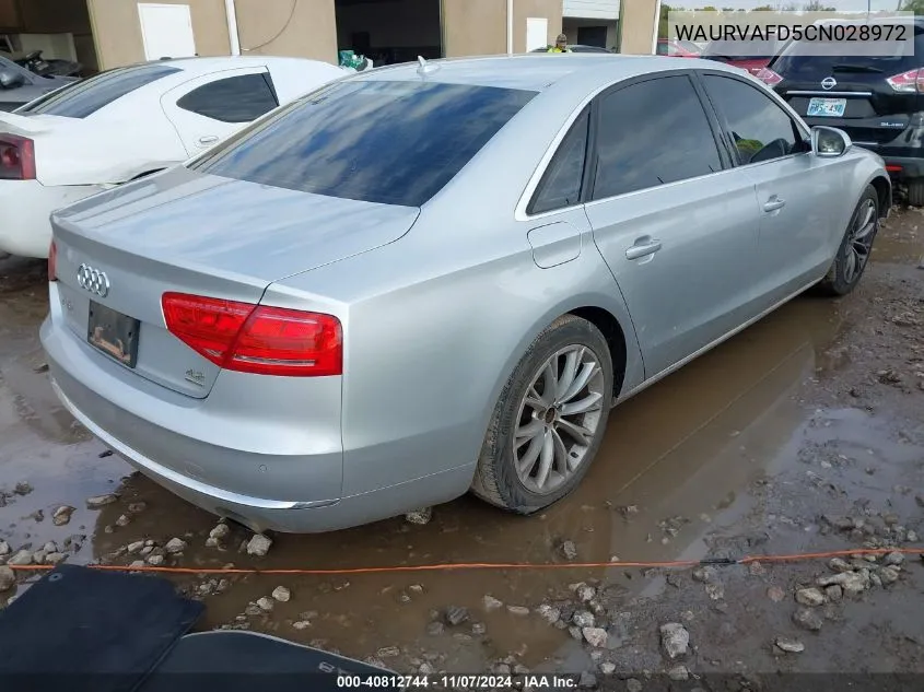 2012 Audi A8 L 4.2 VIN: WAURVAFD5CN028972 Lot: 40812744