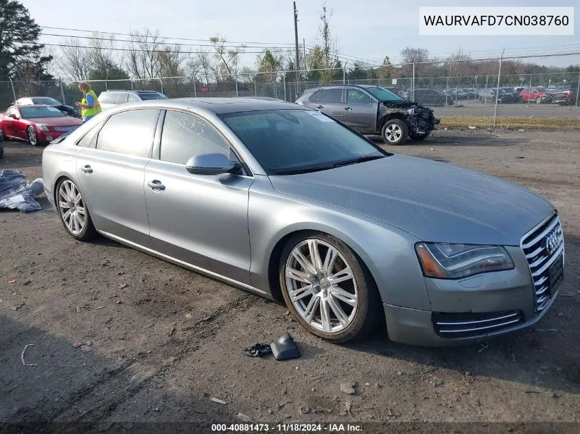 2012 Audi A8 L 4.2 VIN: WAURVAFD7CN038760 Lot: 40881473