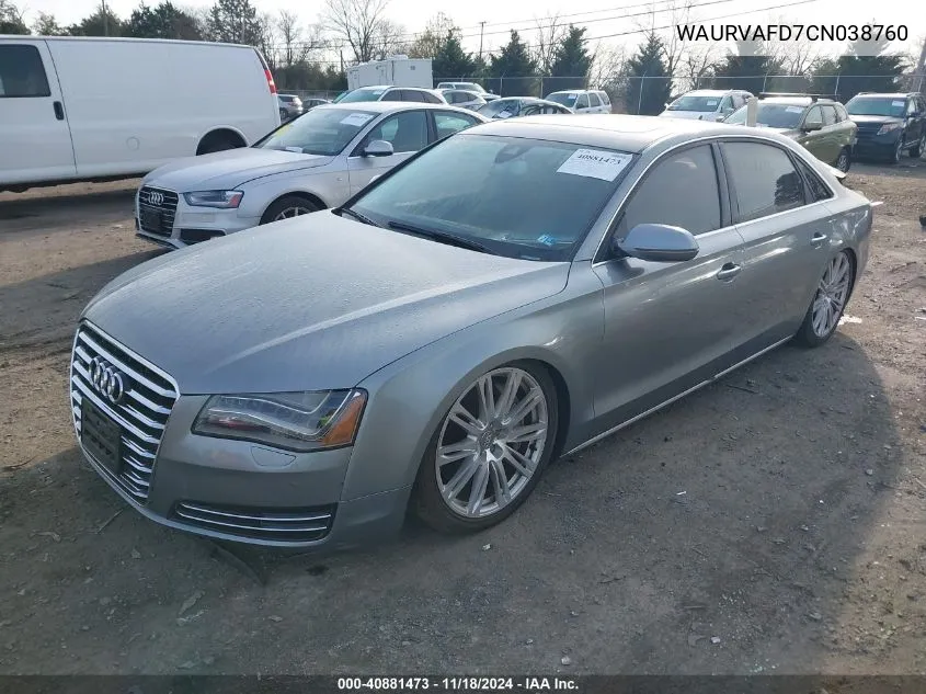 2012 Audi A8 L 4.2 VIN: WAURVAFD7CN038760 Lot: 40881473