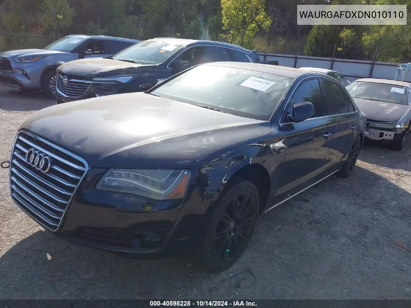 2013 Audi A8 L 3.0T VIN: WAURGAFDXDN010110 Lot: 40598228