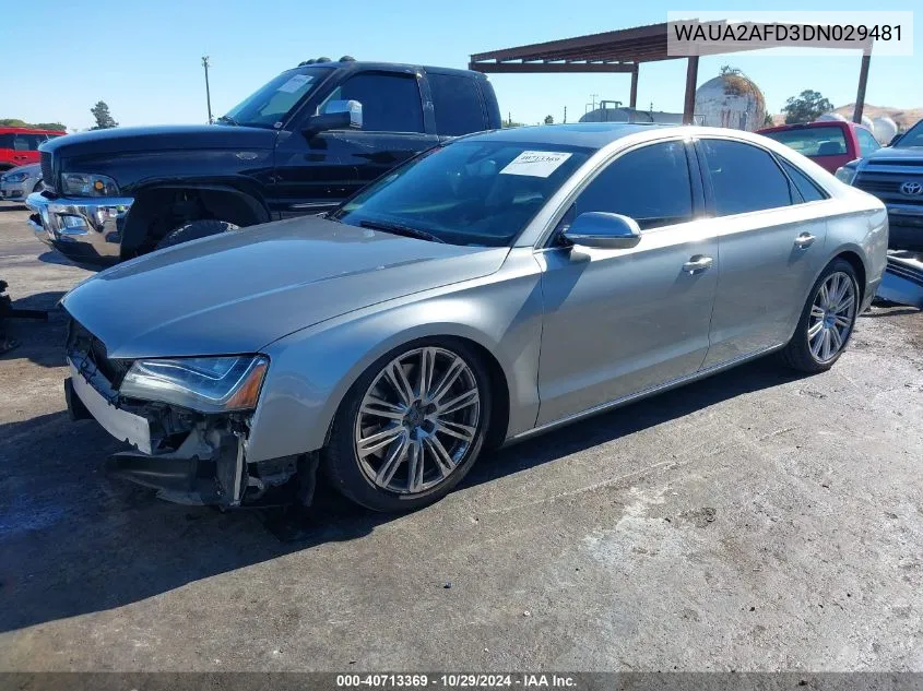 2013 Audi A8 4.0T VIN: WAUA2AFD3DN029481 Lot: 40713369