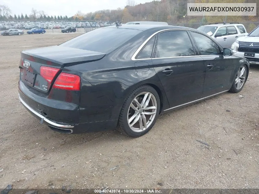 2013 Audi A8 L 4.0T VIN: WAUR2AFDXDN030937 Lot: 40743974