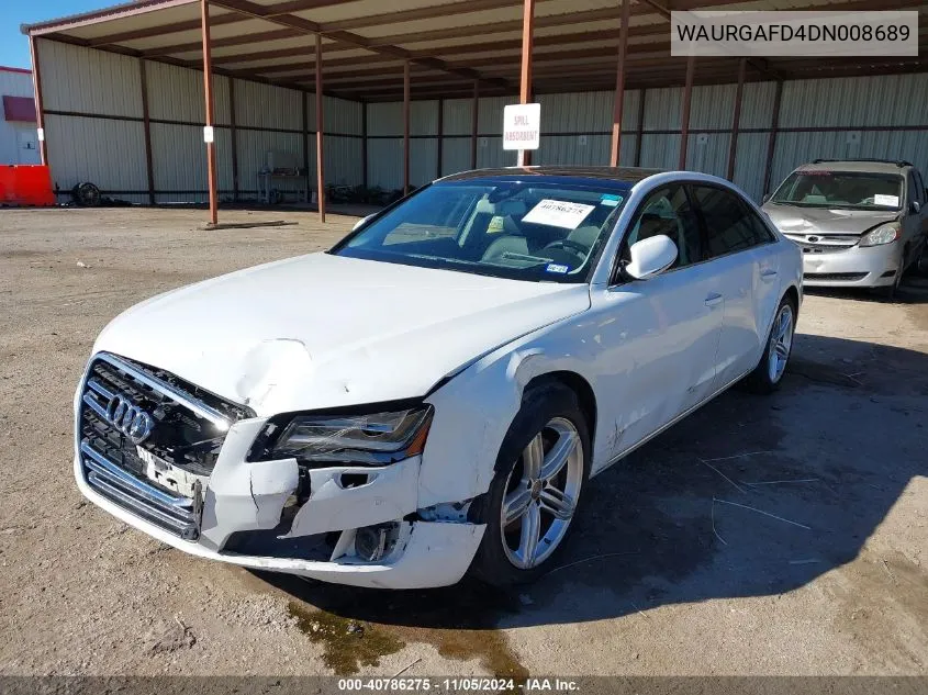 2013 Audi A8 L 3.0T VIN: WAURGAFD4DN008689 Lot: 40786275