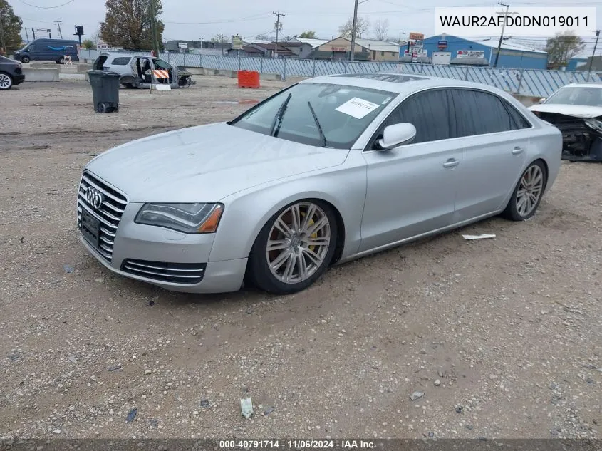 2013 Audi A8 L 4.0T VIN: WAUR2AFD0DN019011 Lot: 40791714