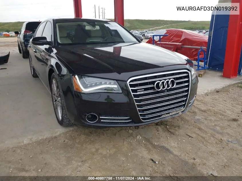 2013 Audi A8 L 3.0T VIN: WAURGAFD3DN019392 Lot: 40807758