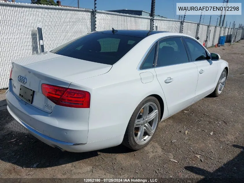 2014 Audi A8 L Quattro VIN: WAURGAFD7EN012298 Lot: 12052180