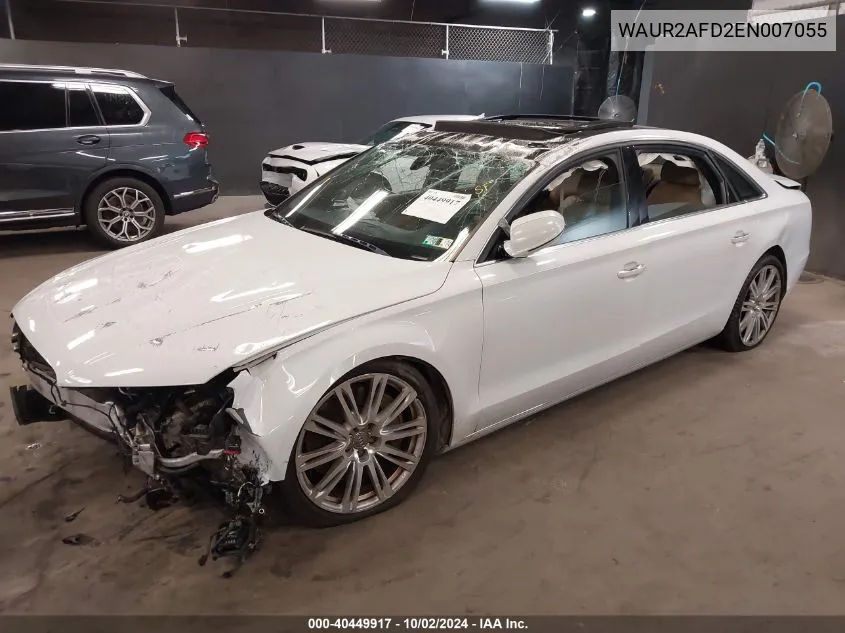 2014 Audi A8 L 4.0T VIN: WAUR2AFD2EN007055 Lot: 40449917