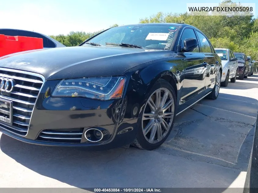 2014 Audi A8 L 4.0T VIN: WAUR2AFDXEN005098 Lot: 40453884