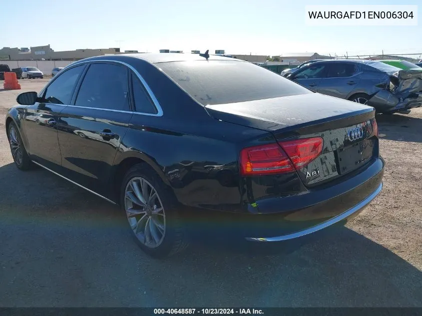 2014 Audi A8 L 3.0T VIN: WAURGAFD1EN006304 Lot: 40648587