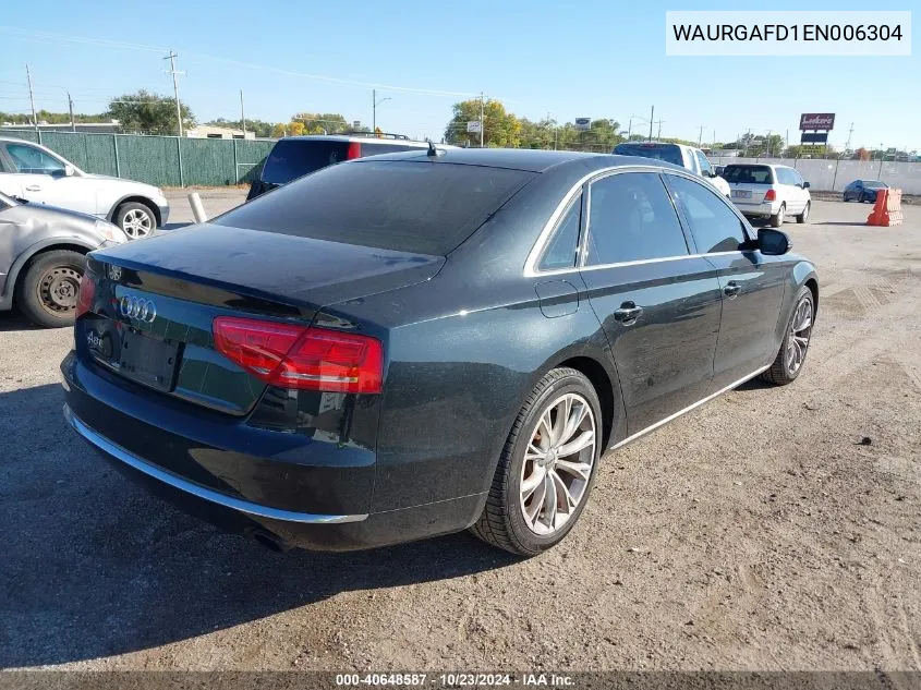 2014 Audi A8 L 3.0T VIN: WAURGAFD1EN006304 Lot: 40648587