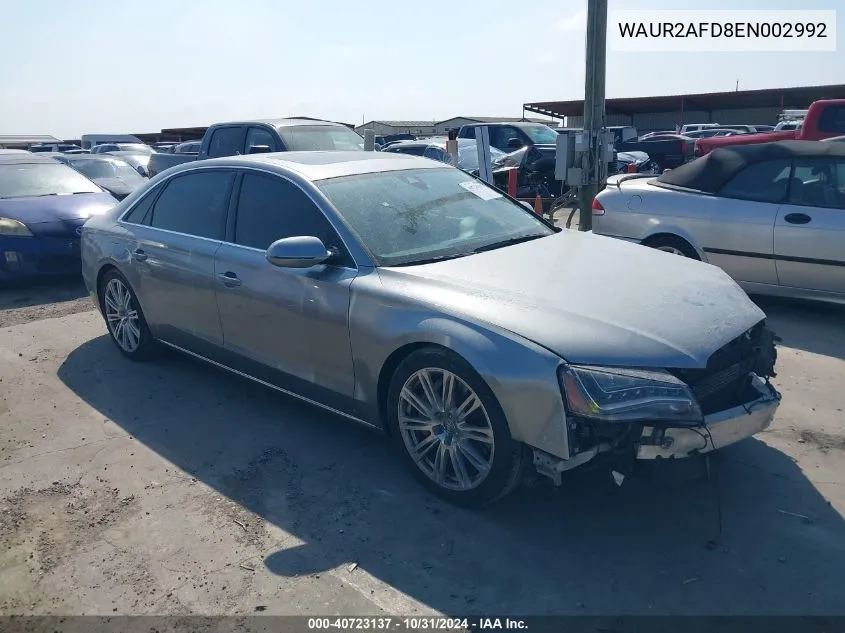 2014 Audi A8 L 4.0T VIN: WAUR2AFD8EN002992 Lot: 40723137