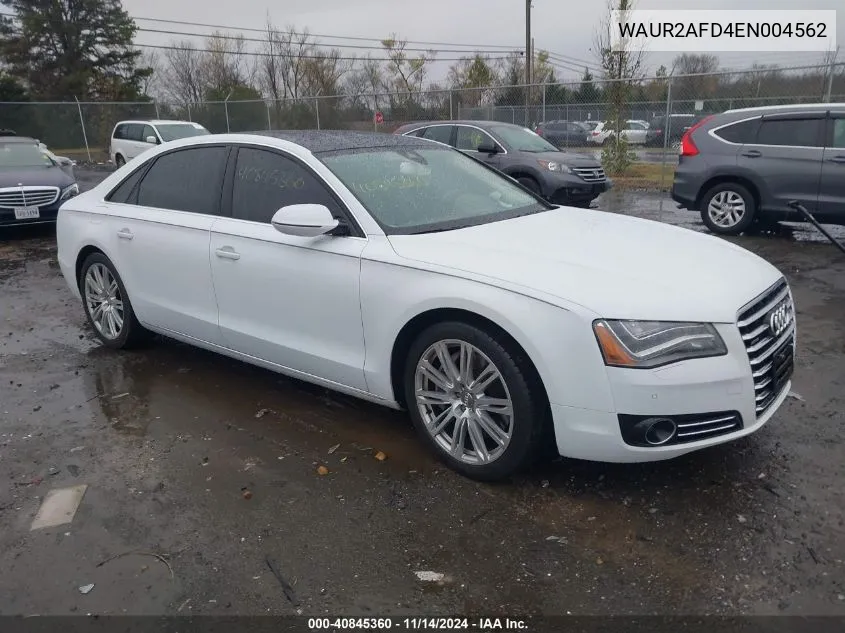 2014 Audi A8 L 4.0T VIN: WAUR2AFD4EN004562 Lot: 40845360