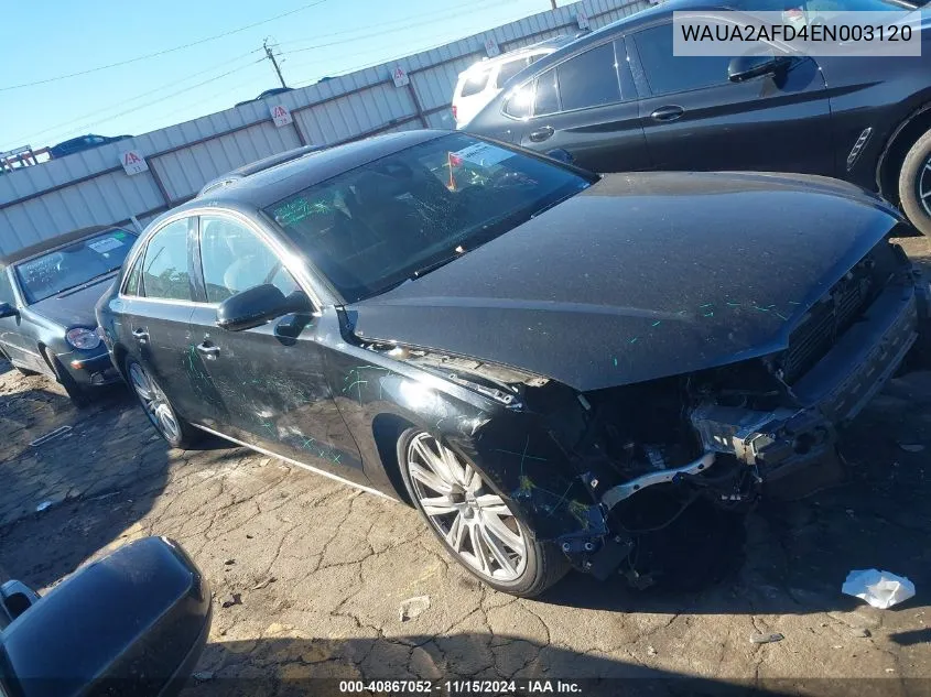 2014 Audi A8 4.0T VIN: WAUA2AFD4EN003120 Lot: 40867052