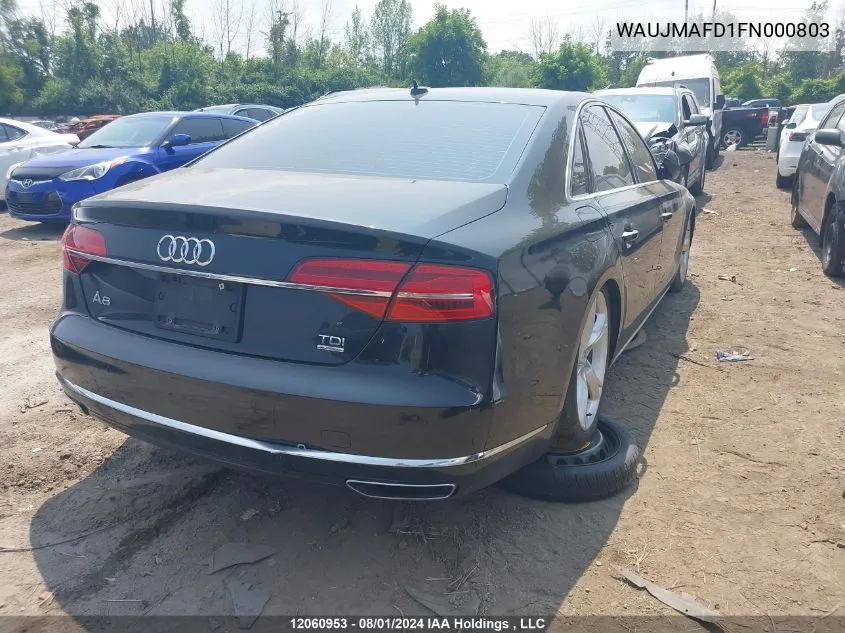 2015 Audi A8 VIN: WAUJMAFD1FN000803 Lot: 12060953