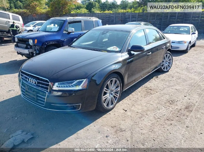 2015 Audi A8 L 4.0T VIN: WAU32AFD6FN039417 Lot: 40210450