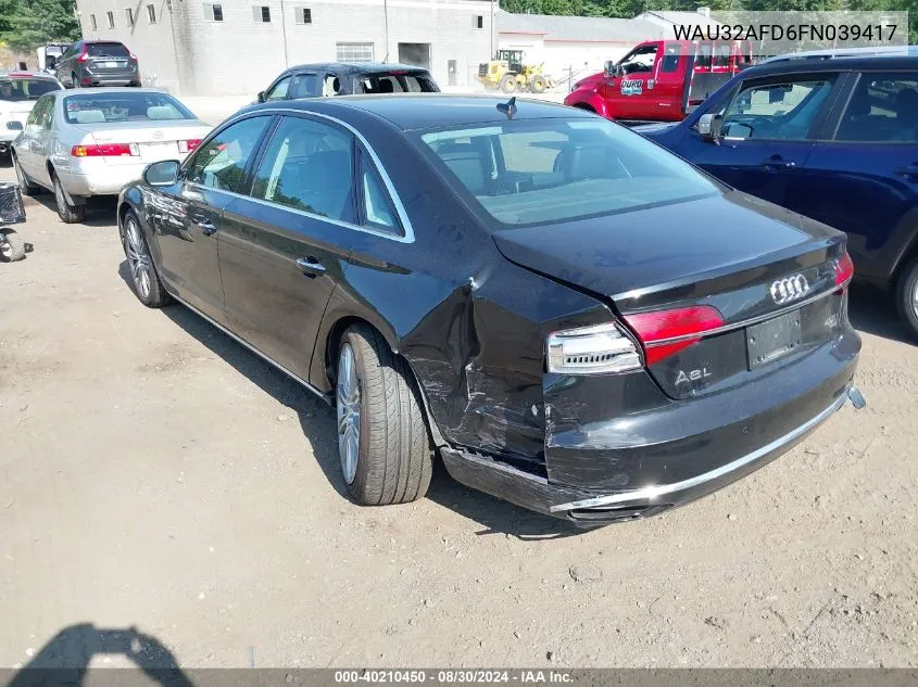 2015 Audi A8 L 4.0T VIN: WAU32AFD6FN039417 Lot: 40210450