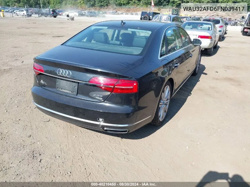 2015 Audi A8 L 4.0T VIN: WAU32AFD6FN039417 Lot: 40210450