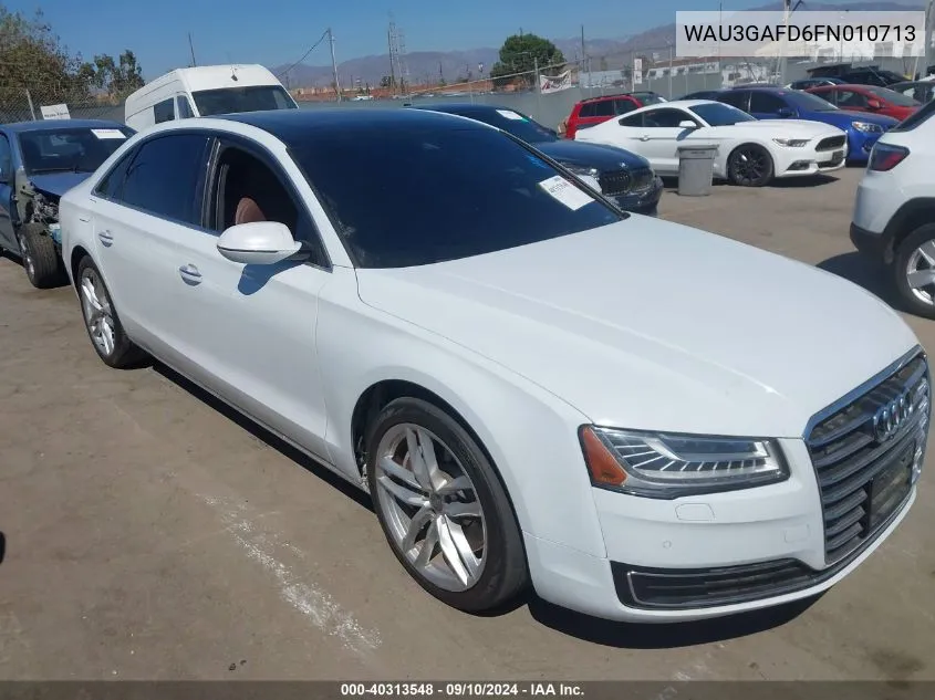 2015 Audi A8 L 3.0T VIN: WAU3GAFD6FN010713 Lot: 40313548