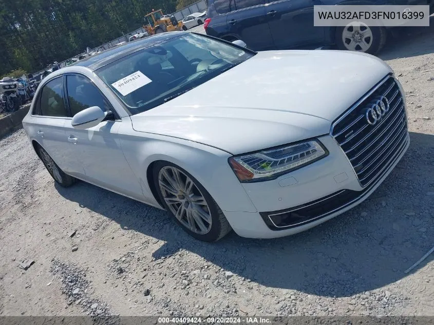 2015 Audi A8 L 4.0T VIN: WAU32AFD3FN016399 Lot: 40409424