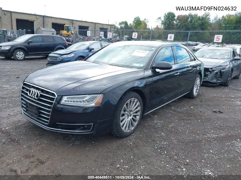 2015 Audi A8 L 3.0 Tdi VIN: WAU3MAFD9FN024632 Lot: 40449511