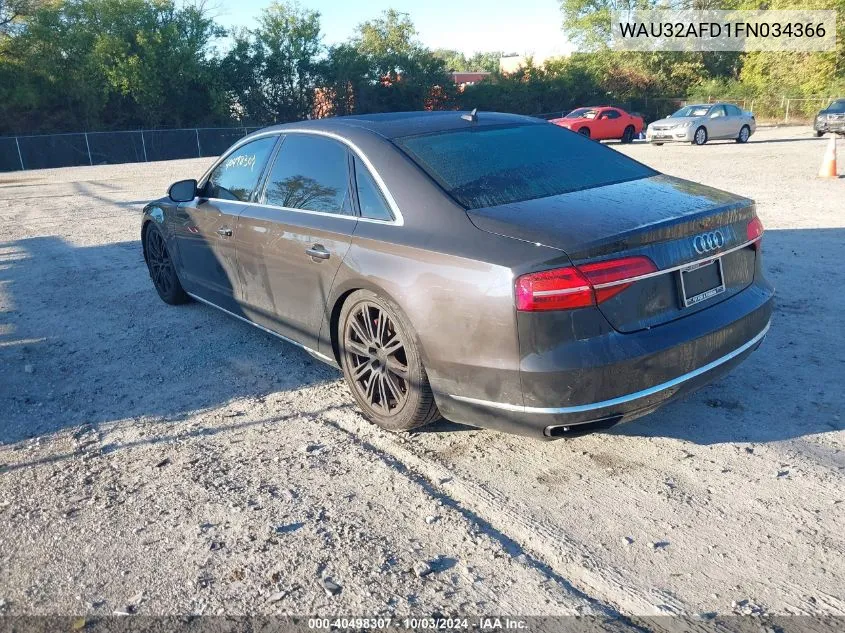 2015 Audi A8 L 4.0T VIN: WAU32AFD1FN034366 Lot: 40498307