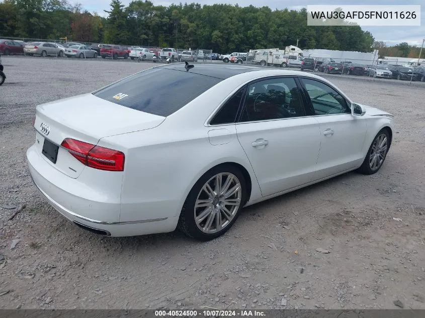 2015 Audi A8 L 3.0T VIN: WAU3GAFD5FN011626 Lot: 40524500