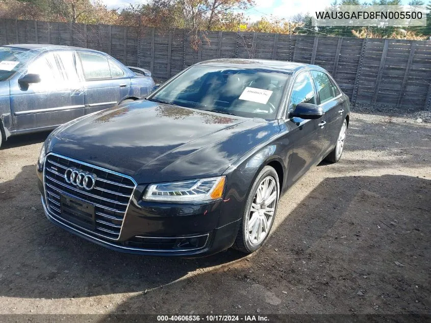 2015 Audi A8 L 3.0T VIN: WAU3GAFD8FN005500 Lot: 40606536