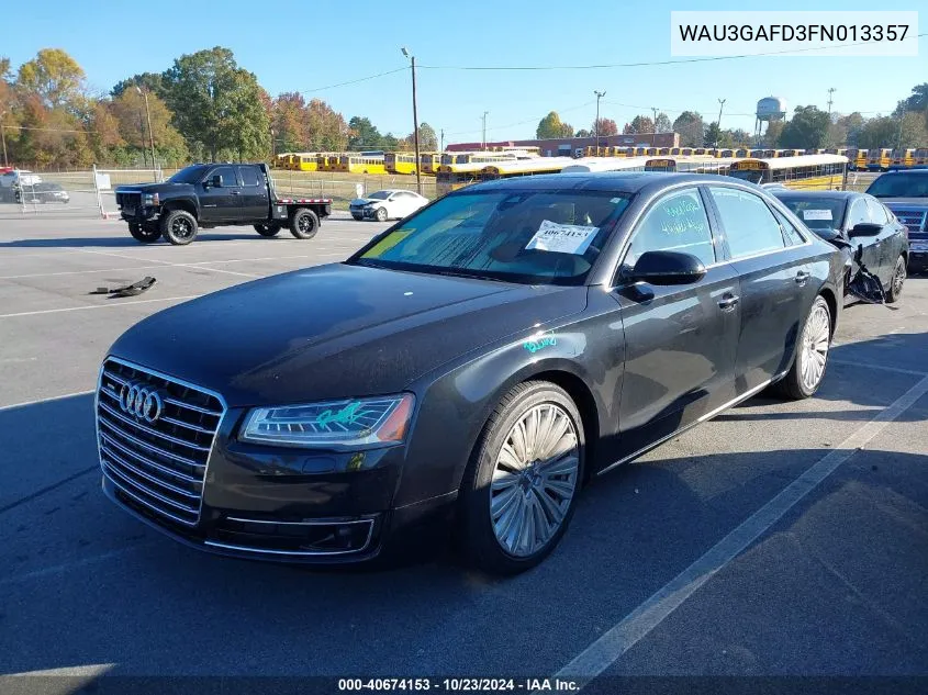 2015 Audi A8 L 3.0T VIN: WAU3GAFD3FN013357 Lot: 40674153