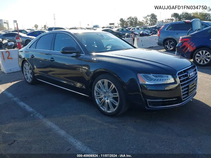 2015 Audi A8 3.0T VIN: WAUJGAFD1FN034750 Lot: 40806924