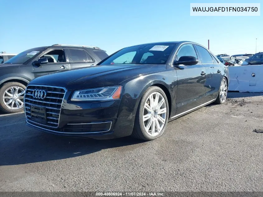 2015 Audi A8 3.0T VIN: WAUJGAFD1FN034750 Lot: 40806924