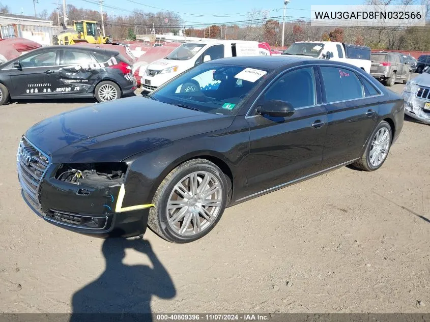 2015 Audi A8 L 3.0T VIN: WAU3GAFD8FN032566 Lot: 40809396