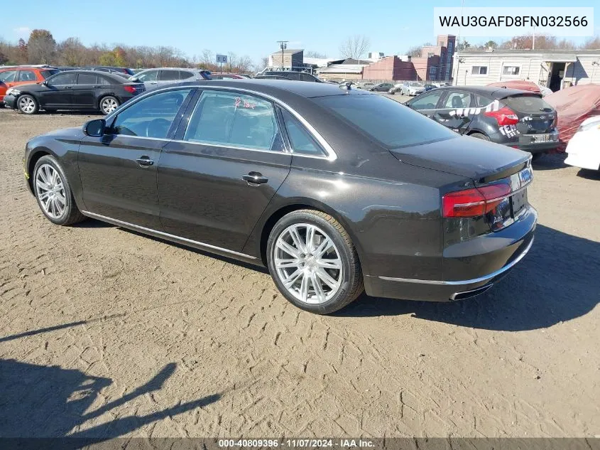 2015 Audi A8 L 3.0T VIN: WAU3GAFD8FN032566 Lot: 40809396