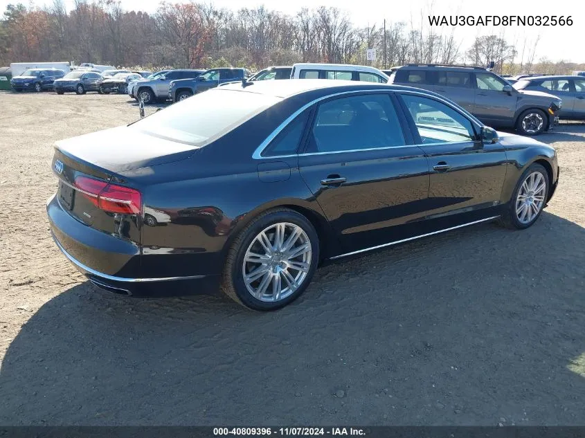 2015 Audi A8 L 3.0T VIN: WAU3GAFD8FN032566 Lot: 40809396