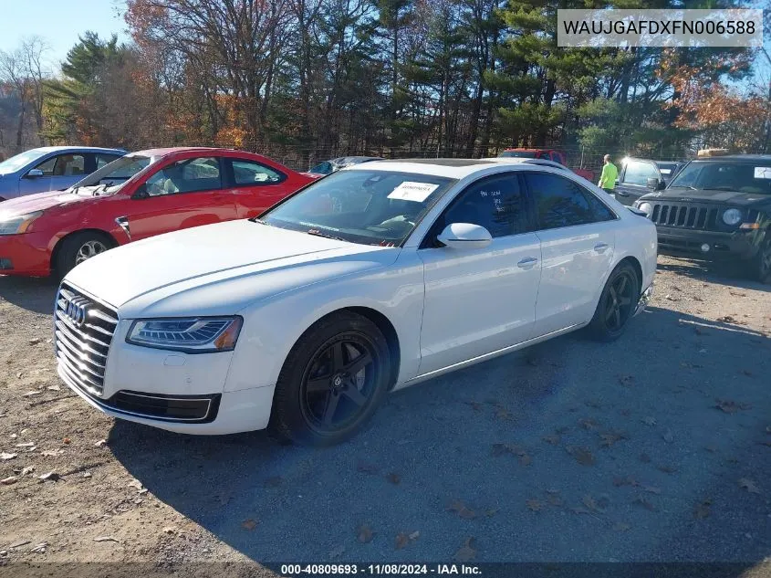 2015 Audi A8 3.0T VIN: WAUJGAFDXFN006588 Lot: 40809693