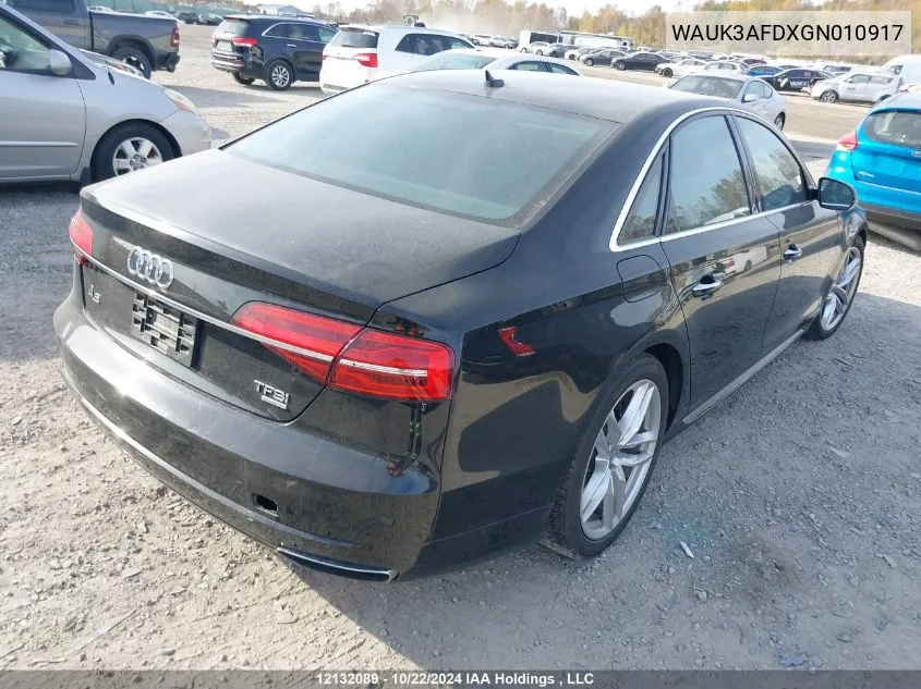 2016 Audi A8 VIN: WAUK3AFDXGN010917 Lot: 12132089