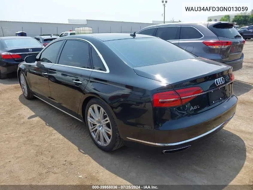 2016 Audi A8 L 3.0T VIN: WAU34AFD3GN013059 Lot: 39958036