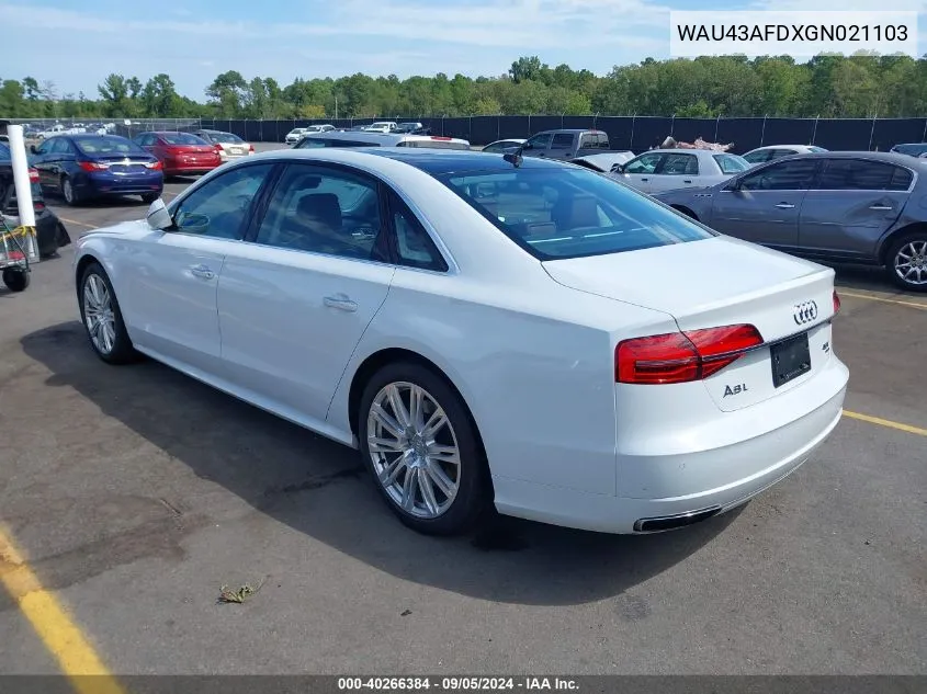 2016 Audi A8 L 4.0T Sport VIN: WAU43AFDXGN021103 Lot: 40266384