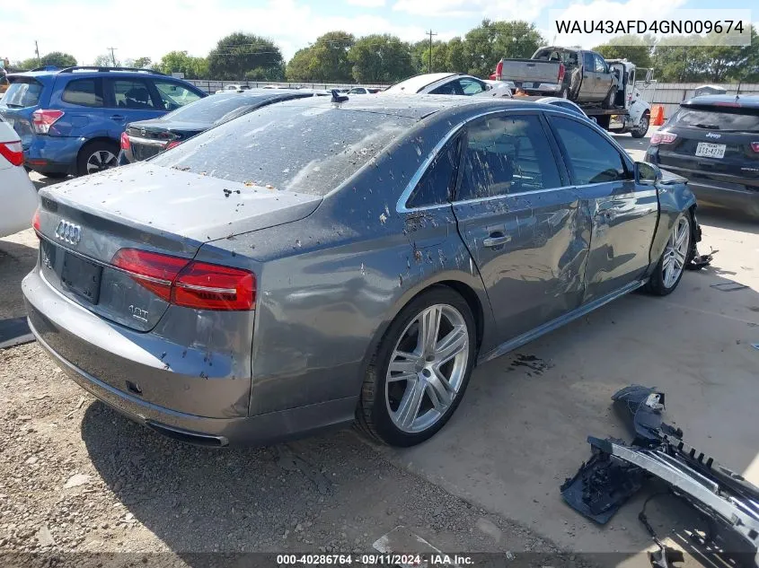 2016 Audi A8 L 4.0T Sport VIN: WAU43AFD4GN009674 Lot: 40286764