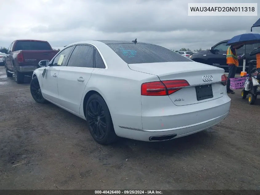 WAU34AFD2GN011318 2016 Audi A8 L L Quattro