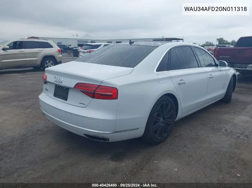 WAU34AFD2GN011318 2016 Audi A8 L L Quattro