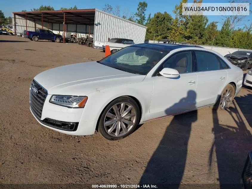 2016 Audi A8 L 3.0T VIN: WAU34AFD1GN001816 Lot: 40639990