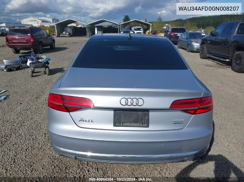 2016 Audi A8 L 3.0T VIN: WAU34AFD0GN008207 Lot: 40664354