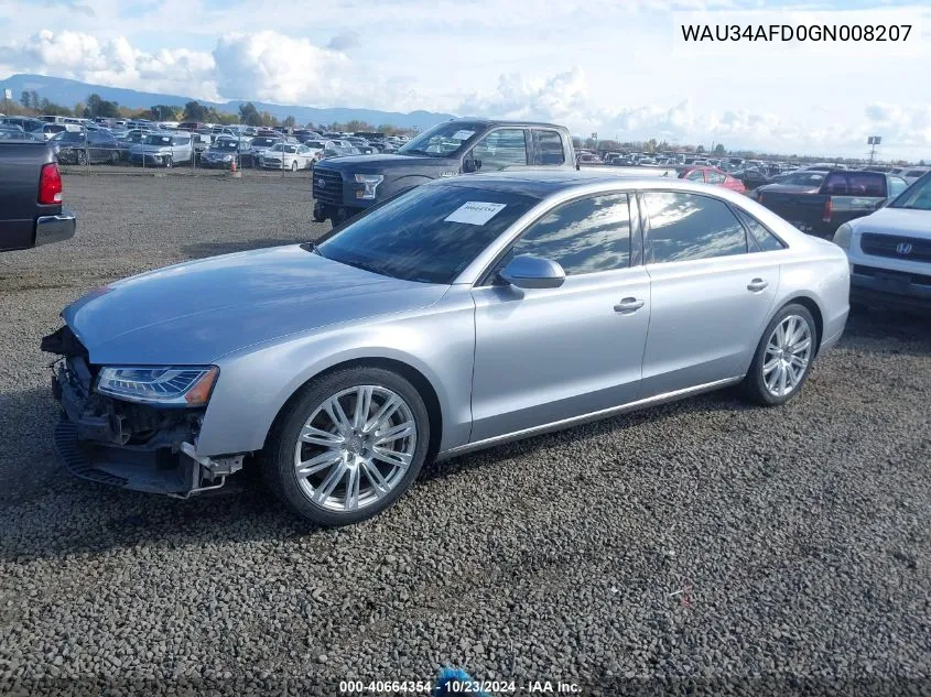 2016 Audi A8 L 3.0T VIN: WAU34AFD0GN008207 Lot: 40664354