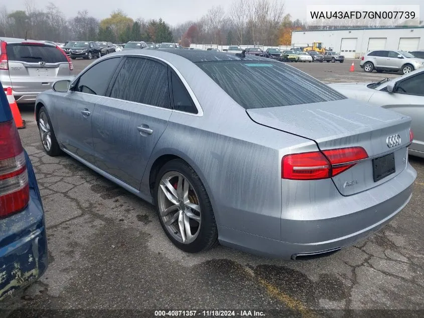 2016 Audi A8 L 4.0T Sport VIN: WAU43AFD7GN007739 Lot: 40871357