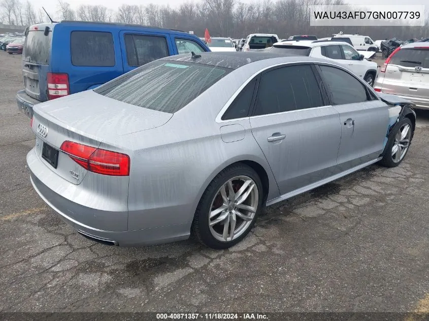 2016 Audi A8 L 4.0T Sport VIN: WAU43AFD7GN007739 Lot: 40871357